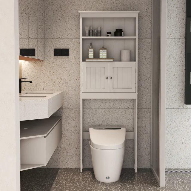 2 Tier Bathroom Over The Toilet Storage Shelf, Bathroom Storage Organizer  With Toilet Paper Holder, Space Saver - AliExpress