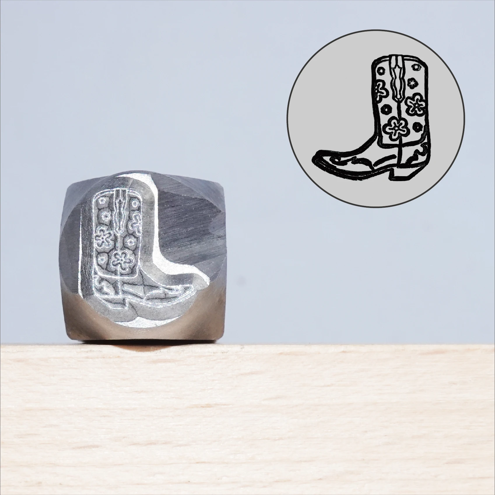 금속 스탬핑 카우보이 모자 및 카우보이 부츠 디자인 스탬프, 주얼리 프레스 도구 (10.5mm)