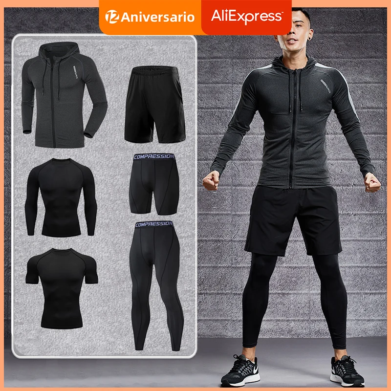 Dry Fit Men's Training Sportswear Set Gym Fitness Compression