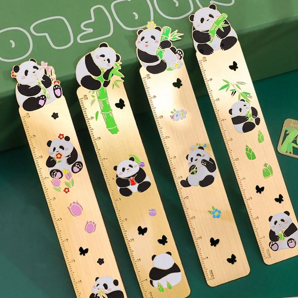 Hollow Metal Panda Bookmark Chinese Style Pendant Book Clip Book Holder Ruler Retro Pagination Mark School Office Supplies