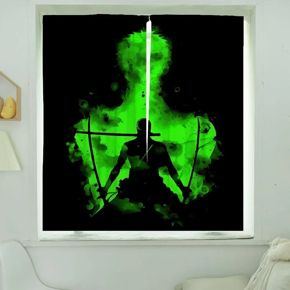 Home Interior Kitchen Curtains for Living Room 2 Pieces Blackout Curtains Door Curtain Roronoa Zoro Bedroom Decoration Partition 3