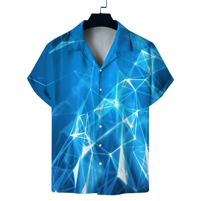 

Spring Hot Sale New Foreign Trade Men's Digital Printing Short Sleeve Cuban Collar Men's Loose Beach Casual Shirt