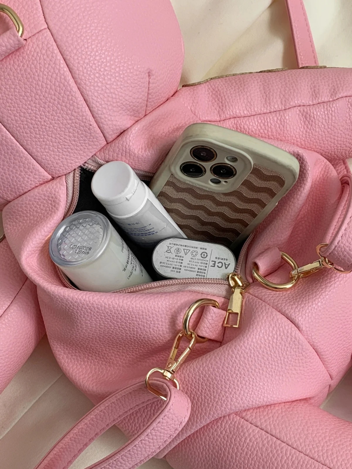 Cute Bear Cartoon Dual oulder Bag 2024 New Sle Travel Single oulder Bapa for Young Women Soft Handle Polyester 