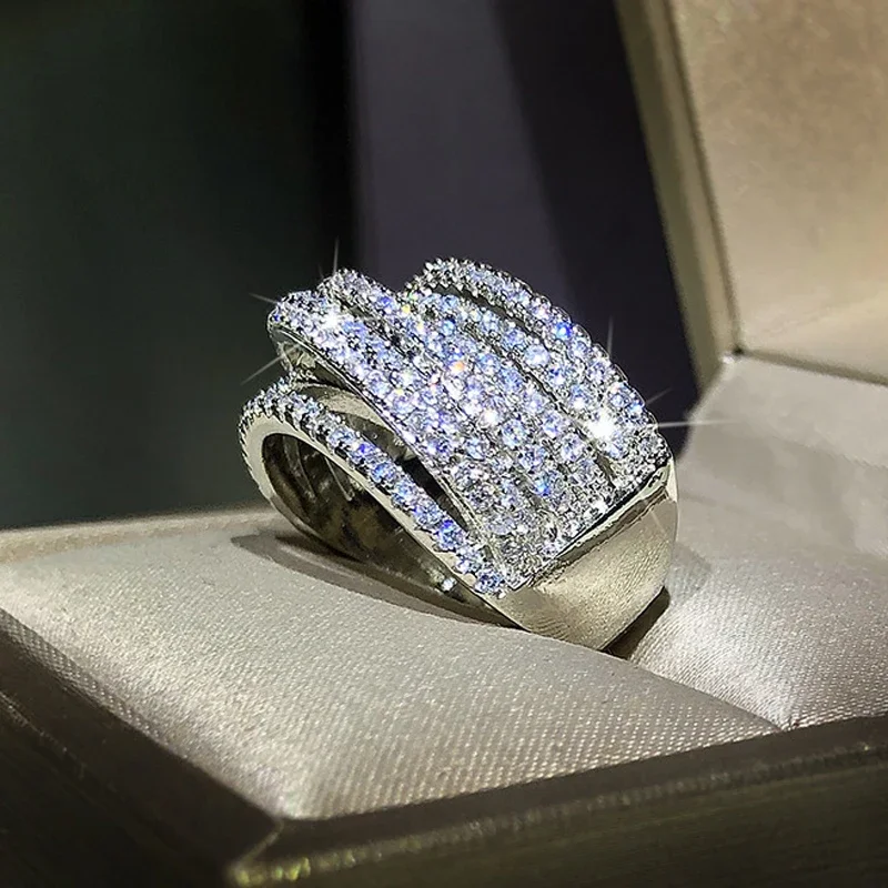 925 Sterling Silver Women Rings Interweave Design Zirconia Wedding Ring Valentine Present Jewelry Anniversary silver ring wedding rings silver rings