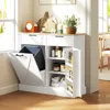 Tilt Out Trash Can Cabinet, 10 Gallon Farmhouse Kitchen Cabinet with Hidden Trash Can and 2 Drawers for Laundry Room, Pantry 2