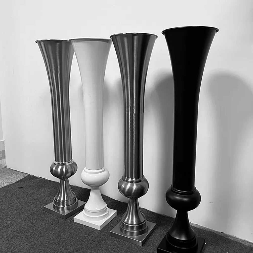 4 to 14pcs)white/ sliver/Gold Vase Cnterpieces Metal Trumpet Vases Wed Flower Stand Centre Pieces Wedding DecorationFor Wedd