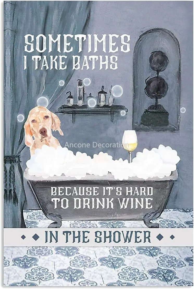 

English Setter Sometimes I Take Baths Dogs Poster, Funny Animal Lover Gifts for Mother's Day, Father's Day Retro Metal