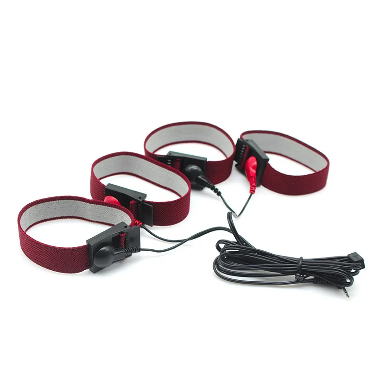 Bdsm Electro Shock Stimulation Penis Ring Conductive Fibers Loops Cock Therapy Enlarge Male Chastity Sex Product USB Charge Host