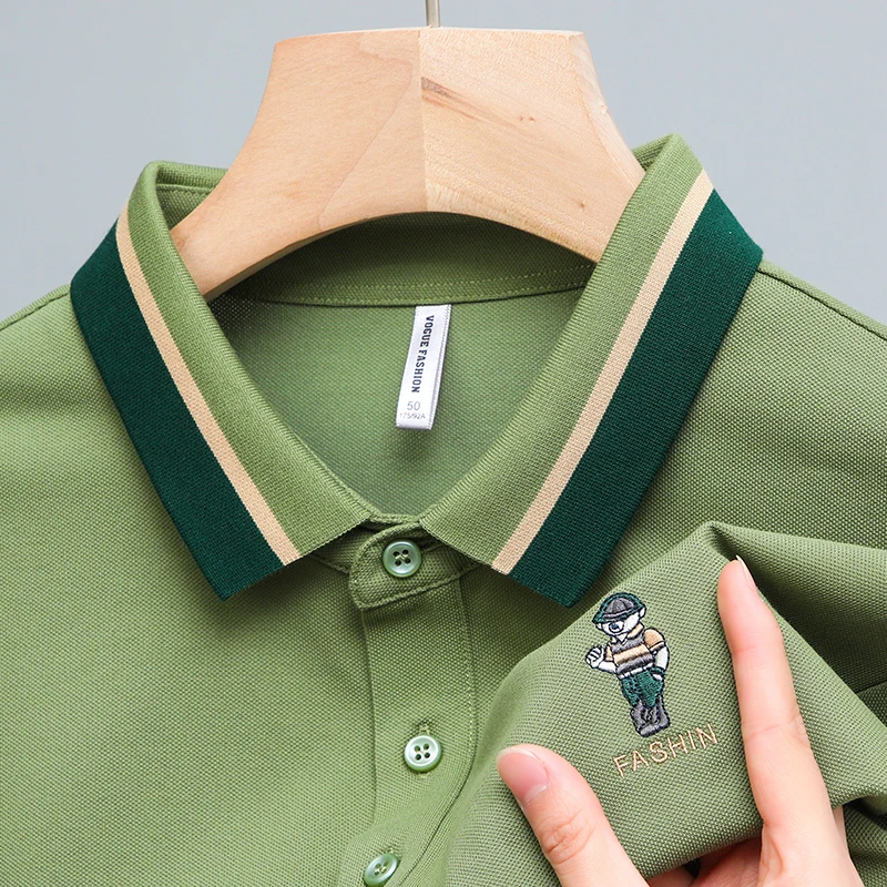 

Рубашка-поло мужская с отложным воротником, роскошная дизайнерская Изысканная футболка с вышивкой и короткими рукавами, деловая повседневная одежда для гольфа, лето 2024
