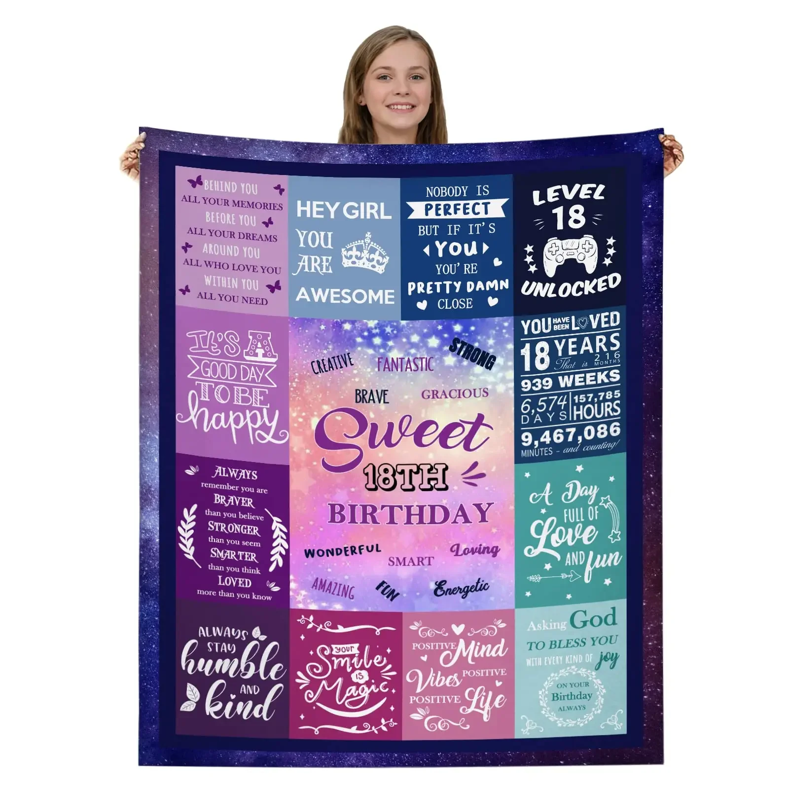 18th Birthday Gifts Ideas for Girls-Girls 18th Birthday Decor Blanket-Gift for 18 Year Old Girl-Gifts for Daughter Bestie Sister 5