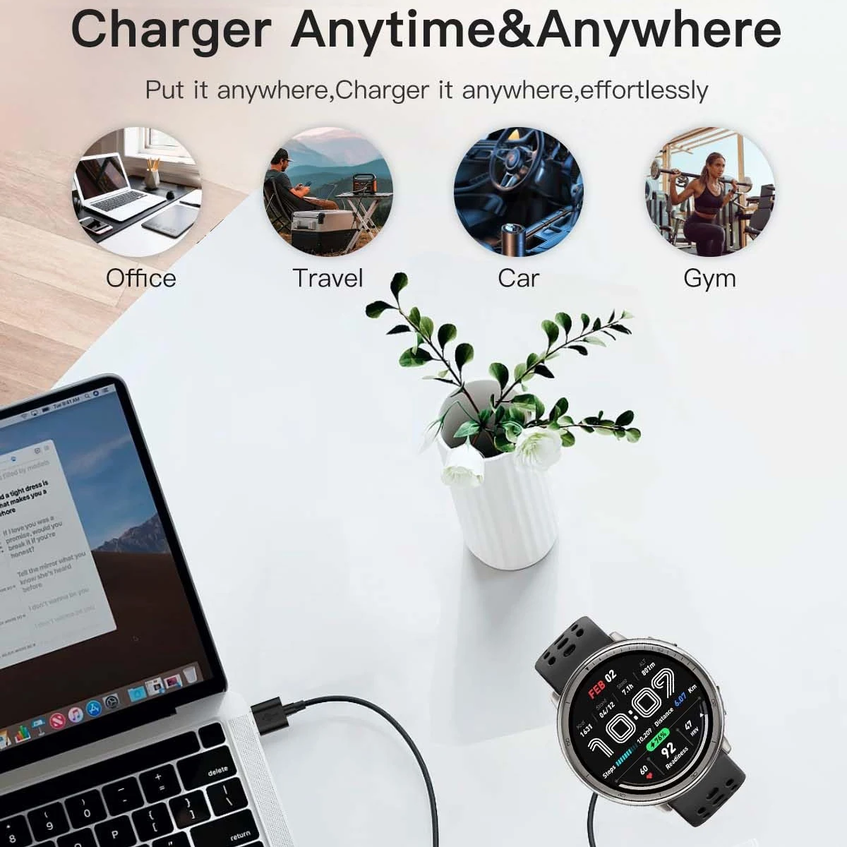 Amazfit Active 2(A2437)용 충전 베이스 Amazfit Active2 BIP6 어댑터 액세서리용 스마트 시계 마그네틱 충전기