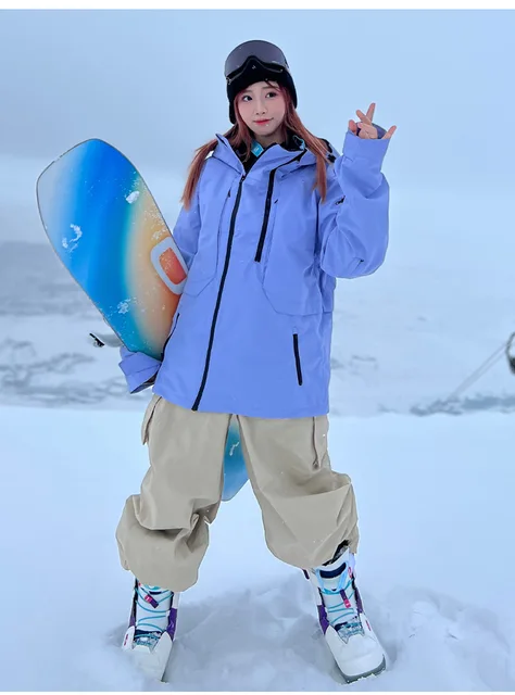 Tuta Da Sci Donna Intera Termica - Giacca E Pantaloni Integrati Con Cappuccio, Impermeabile Per Neve - Foto 7