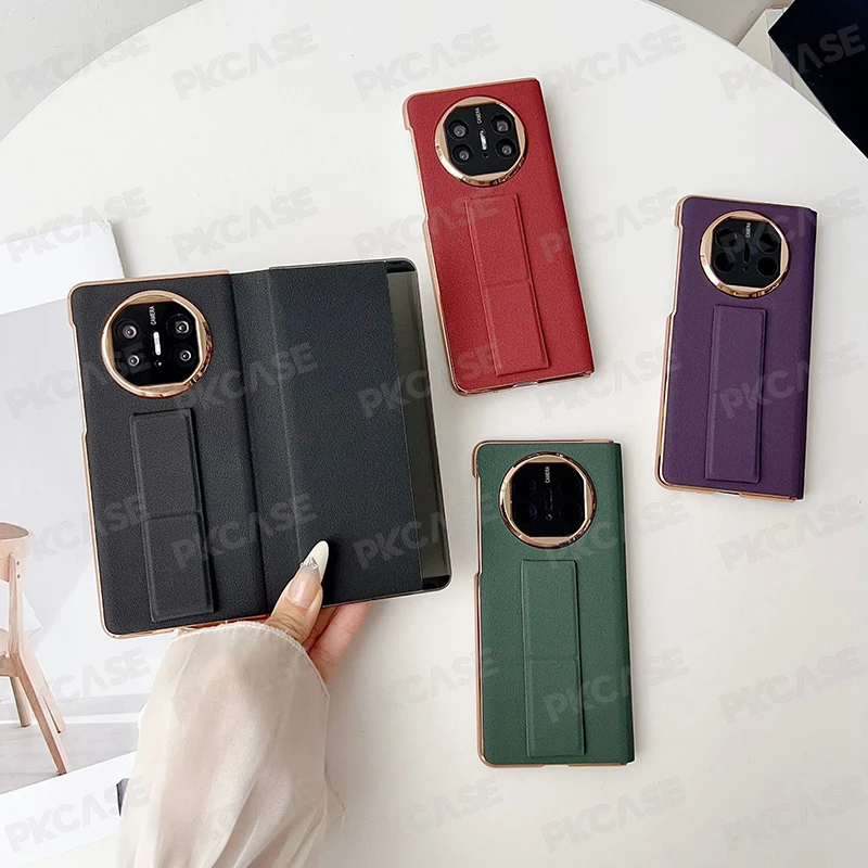 Shockproof Wristband Bracket Flip Leather Case with Smart View Window & Camera Protection
