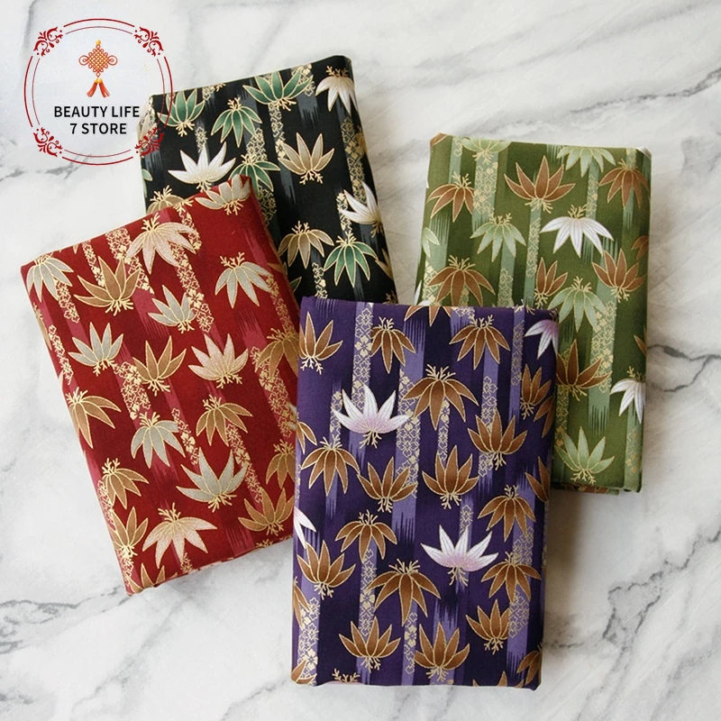 

Printed Bamboo Leaves Cotton Fabric Plain Bronzed Patchwork Cloth For Sewing Purses Pillowcase Tablecloth DIY 145*50cm
