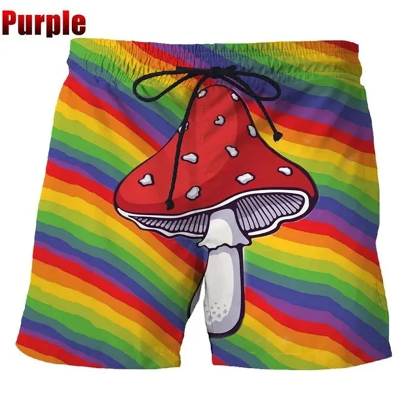 Funny Dazzle Mushroom Shorts Men Summer Beach Short Pants Hawaii Swimming Trend Swim Trunks Women Cool Ice 2