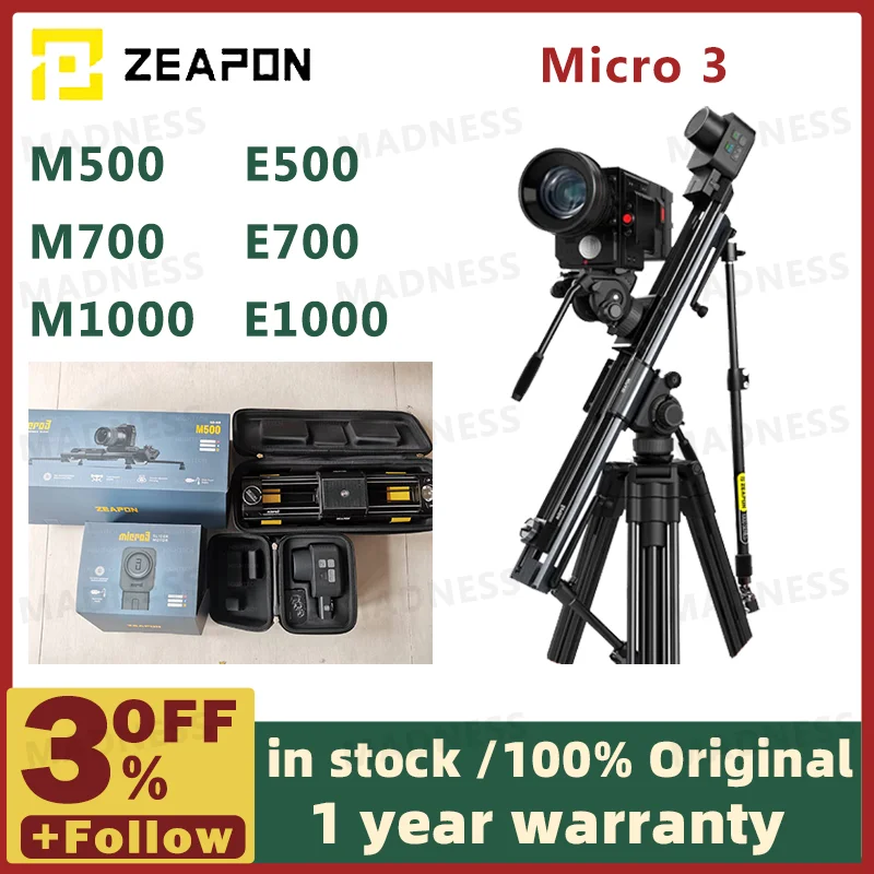 Zeapon Micro 3 E500 E700 E1000 M500 700 1000 Motorized Slider DSLR Camera Video Double Distance Portable Rail System PS-E1 PD-E1