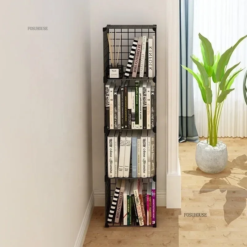 High Quality Metal Cube Living Room Bookcase Bookshelf Grids Wire Display Storage Rack Stand Steel Living Room Furniture p
