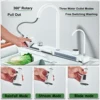 White Nano Stainless Steel Kitchen Sink Double Waterfall Integrated Digital Display Faucet Set Soap dispenser Cup Washer Crane 3