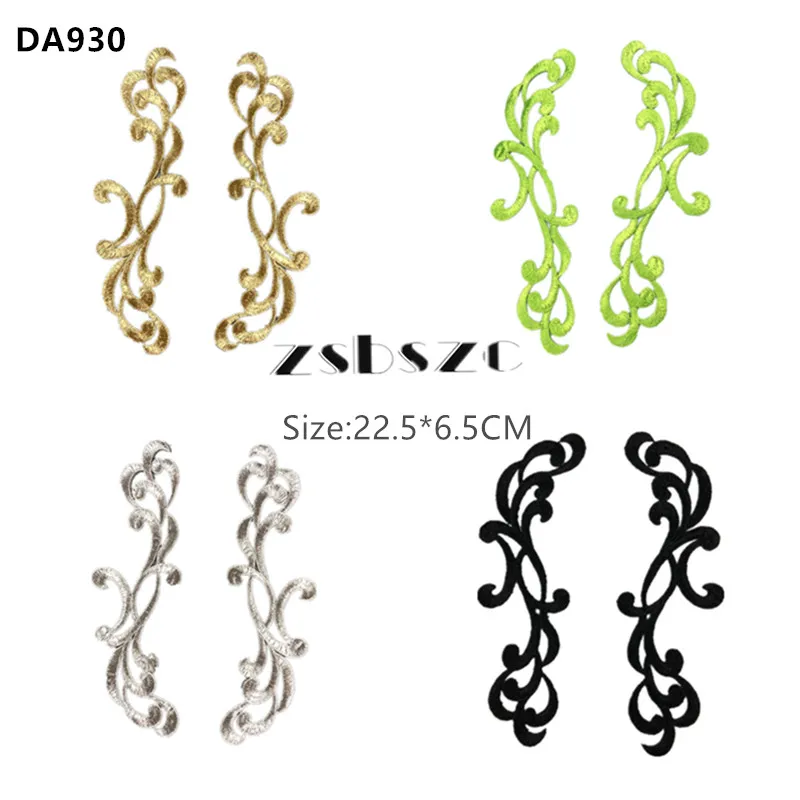 22.5X6.5CM 5 pairs Fashion Lace Flower Appliques Embroidery Patches sew on Apparel Trims Diy Cosplay DA930 sewing patches lace garment accessories lace sewing supplies lace sewing accessories lace accessories lace decoration