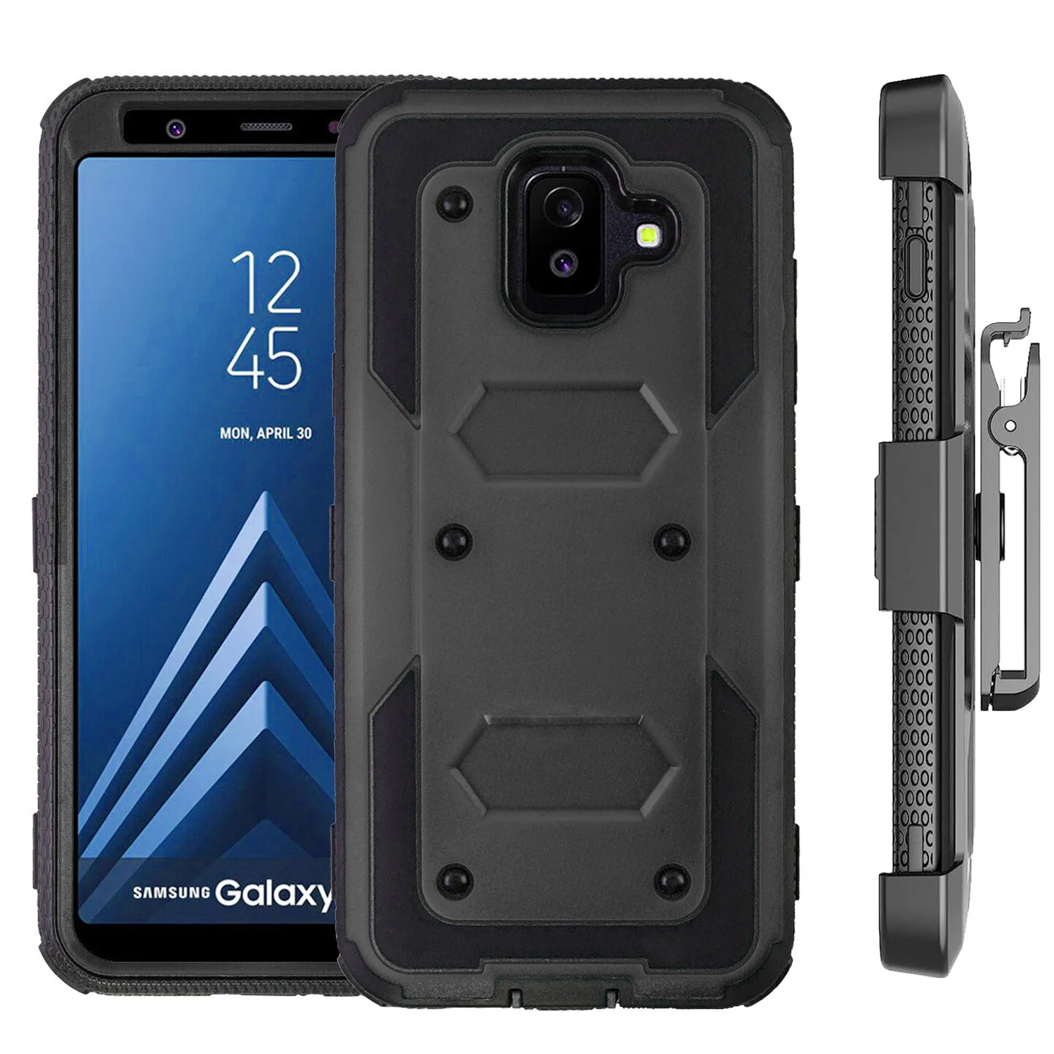 3 in 1 Defend Heavy Duty Armor Impact Case For Samsung Galaxy A6 2018 Shockproof Belt Clip Holster Stand