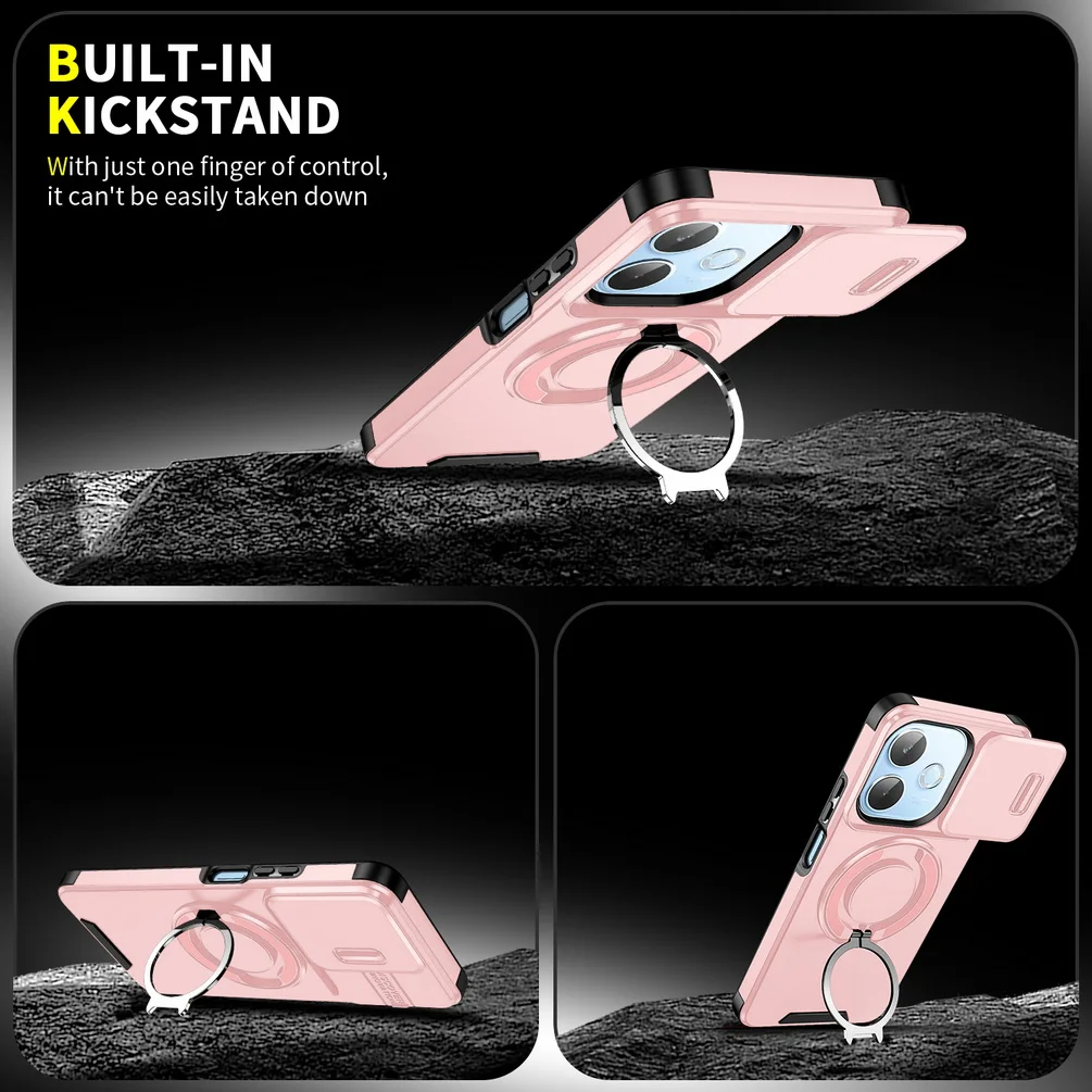 Sliding Camera Protective Rugged Phone Case with Metal Bracket