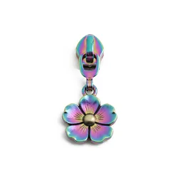 Set of Flower - Shaped Pull Tab Sliders with Detachable Metal Zipper Pull for DIY Crossbody and Shoulder Bags (Rainbow)
