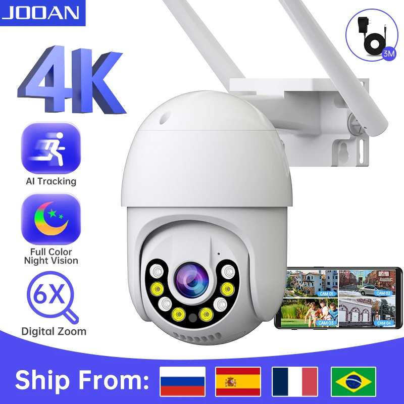 Jooan 4K 8MP HD Wifi PTZ Camera Outdoor 5G Wifi Dual Lens Security IP Cameras 5X Zoom AI Tracking ONVIF CCTV Surveillance Camera