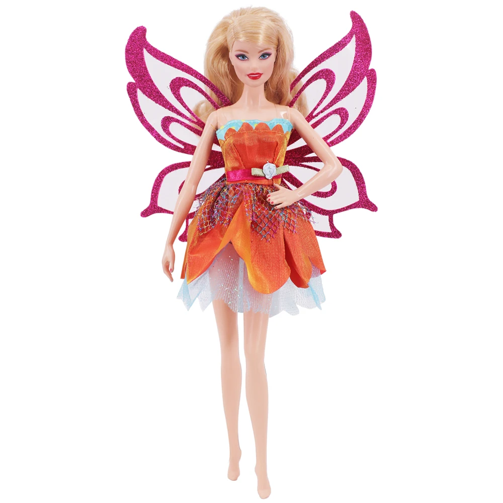 Clothes for Barbies ElfQueen Beautiful Dress Colorful Butterfly Wings 11.8 inch 28 Cm Babies Doll Clothes Fairy Tale Characters 3