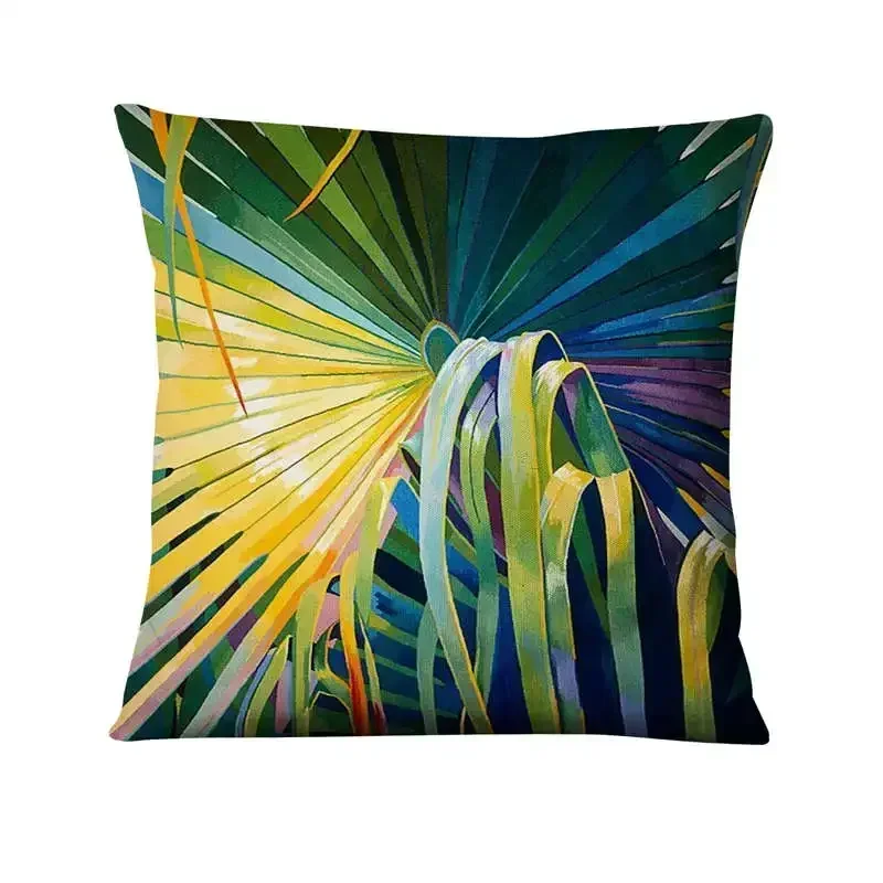Green Plant Printed Cushion Decorative Pillow Tropical Palm Leaf  Home Pillow Decoration Almofadas Decorativas Para Sofa 45*45cm 4