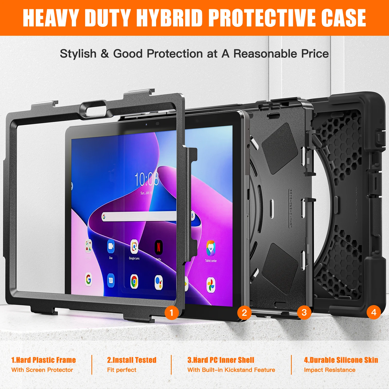 Silicone Shockproof Rotating Stand Case with Handle