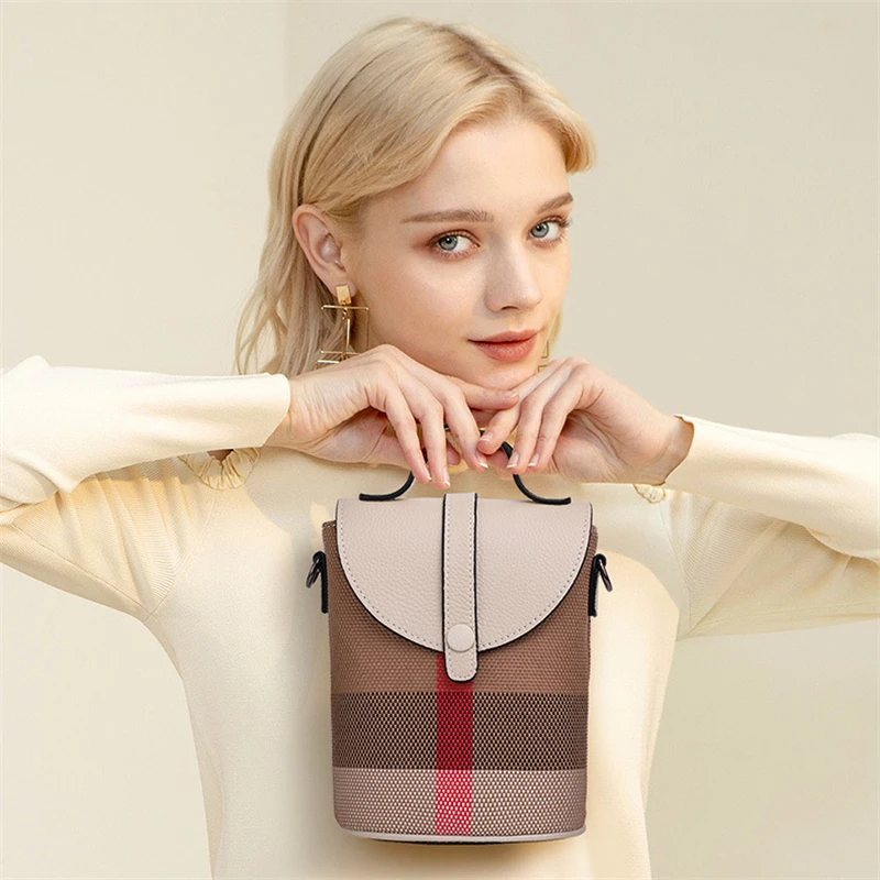 

Модная сумка через плечо, холщовая кожаная сумка на молнии для мобильного телефона в клетку, Женская Повседневная маленькая сумка на плечо для дам