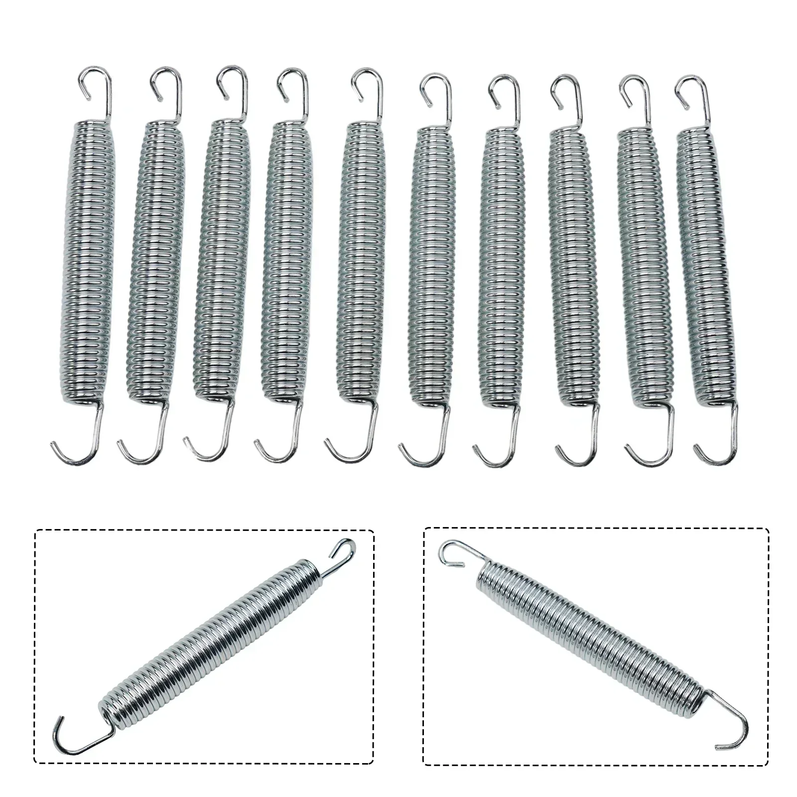 Trampoline Springs 10pcs 70 Carbon Steel Corrosion-resistant Good Elasticity Uniform Force New Waist Drum Design High Strength