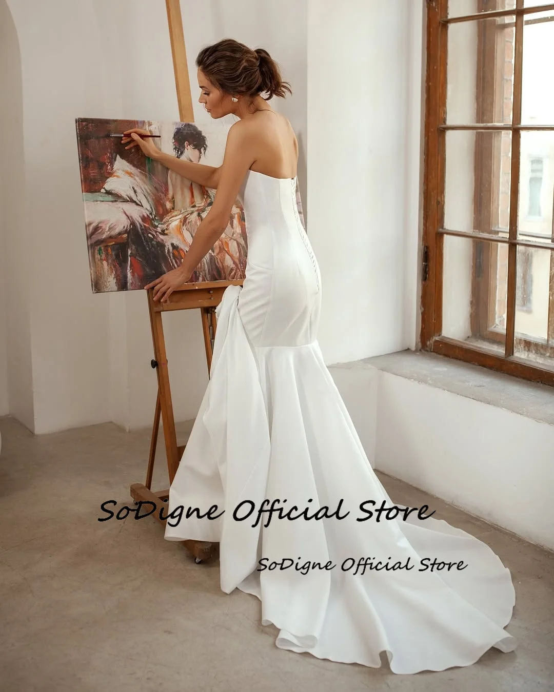 SoDigne Mermaid Satin Wedding Dress Strapless Sleeveless Bride Dresses Women Long Bridal Gowns vestidos de novia Customized 14 S711818c8fe994a42bd58b23dbbc1e986o
