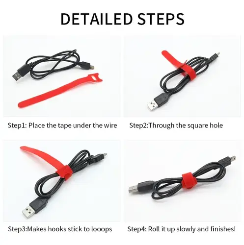 Releasable Cable Ties Wire Organizer Black 15 20 25 30cm Nylon Hook Loop Straps Wrap Zip Bundle Bandage Tie Plastics Fastening - Image 3