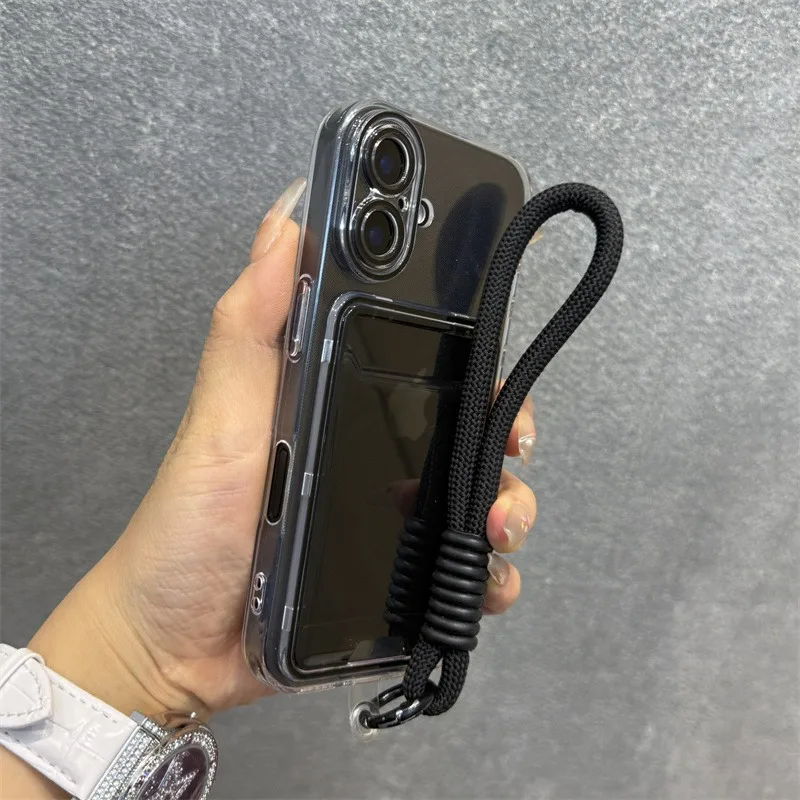 Dual-Color Soft Clear Case with Card Holder and Wrist Strap