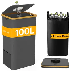 Foldable Oxford Cloth Recycling and Trash Bin for Kitchen (Grey)