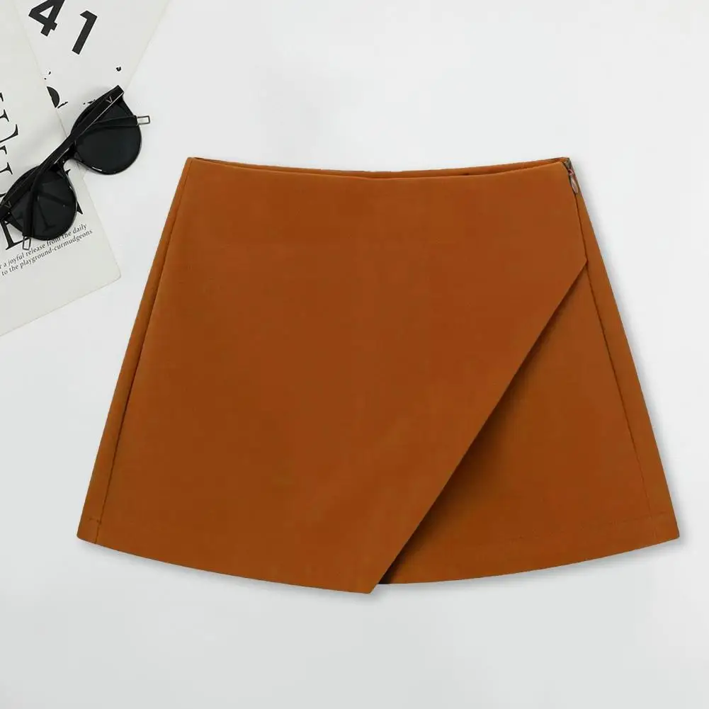 

Asymmetric Shorts Stylish High Waist Women's Shorts Skirt with Hidden Zipper Closure Soft Breathable A-line Design for Commute