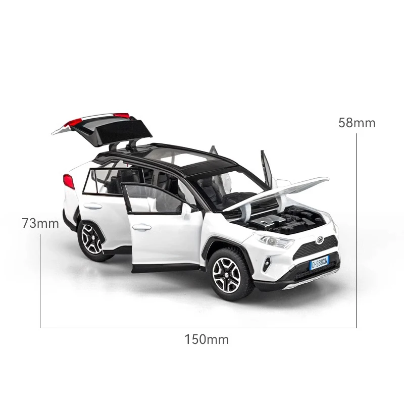 1:32 RAV4 SUV 2023 합금 모델 자동차 장난감, 다이캐스트 금속 주조 소리 및 빛 풀백 자동차 장난감, 어린이 차량용