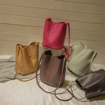 Borsa tote da donna Borsa a mano in PU moda Borsa a tracolla elegante retrò Spaziosa borsa a secchiello alla moda versatile per lo shopping da viaggio