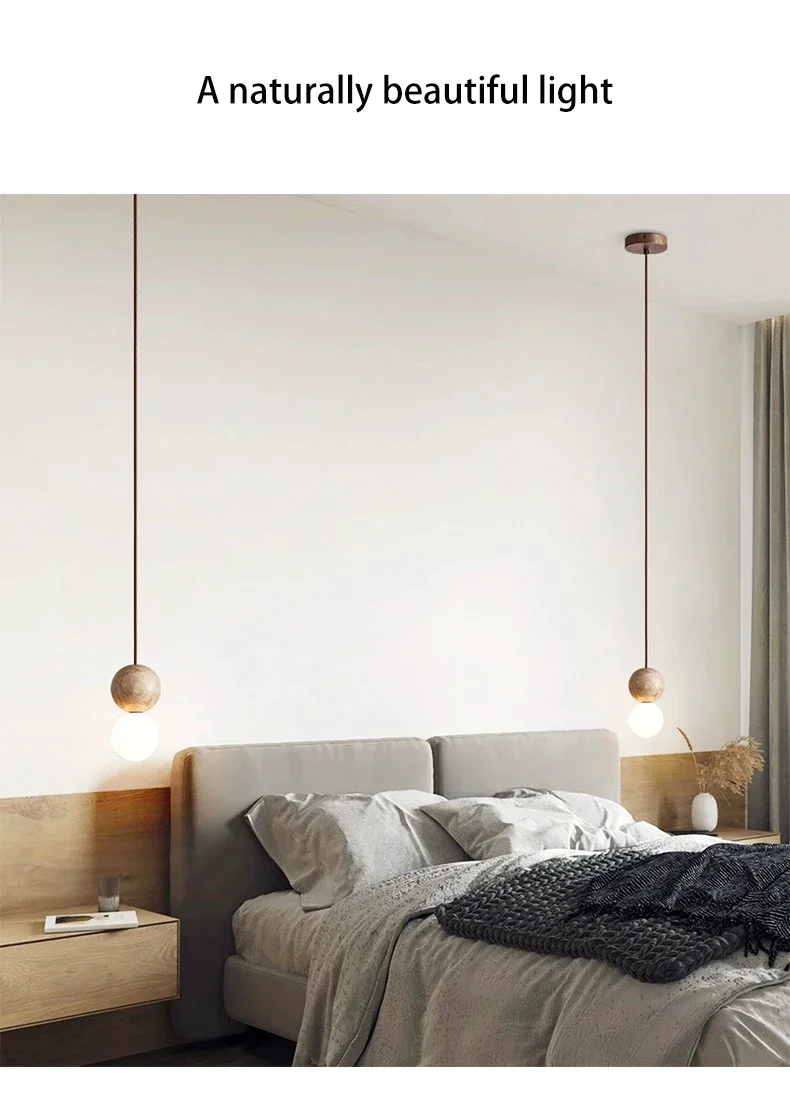 Led Pendant Light Stone Cream Retro Chandelier image 5