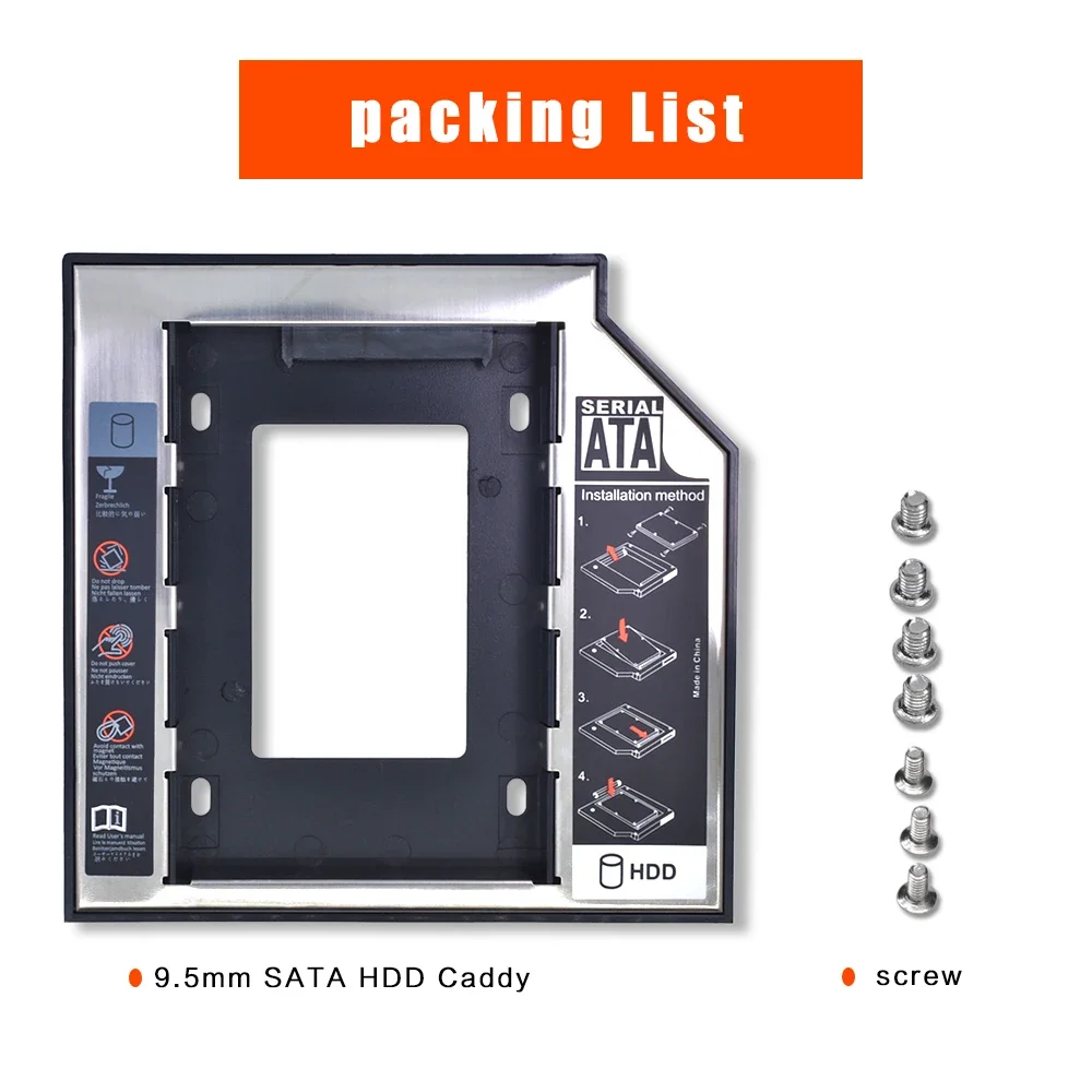 Full Aluminum Hard Disk Tray 12.7/9.5 Inch Laptop Mechanical Sata3 Ssd Solid State Drive Drive Support Bracket Hdd Caddy
