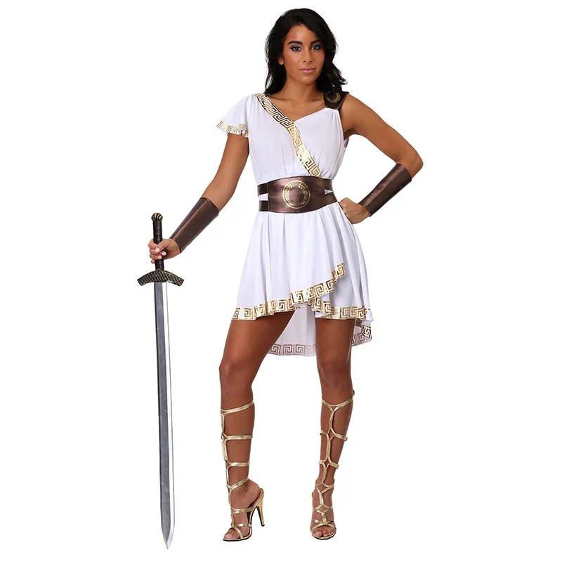 

Halloween Greek Roman Warrior Priestly Women Costume Medieval Greek Mythology Goddess Party Carnival Mardi Gras Fancy Dress