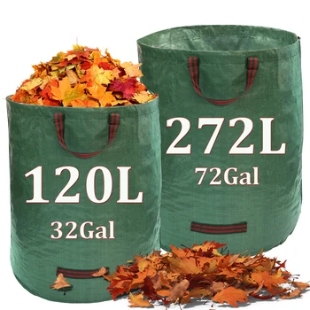 Borsa per rifiuti da giardino da 32/72 galloni Borsa per cestini per foglie di grande capacità con manico Borsa per rifiuti da prato riutilizzabile/pieghevole 1
