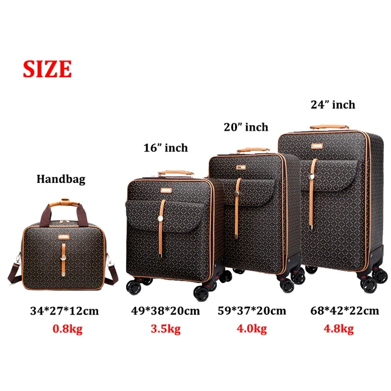 Fashion Vintage Suit Luggage With Handbag 16 Inch Suitcase 20