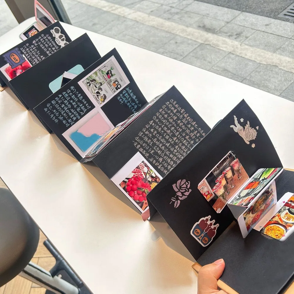 Multi-purpose Kraft Paper Accordion Photo Album Folding Type 16 Pages Growing Souvenir Book Adhesive style Diy Photo Album Gifts
