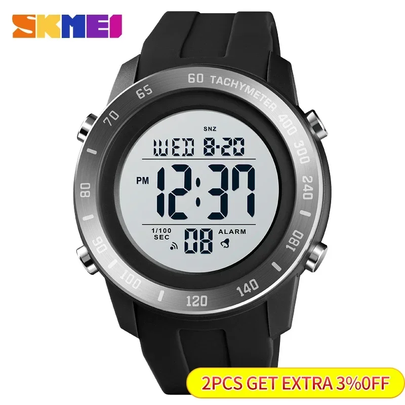 SKMEI 1524 For Mens Waterproof Chrono Count Down Male Hour montre homme Big Dial Sport Men Watch 2 Time LED Digital Wristwatches 2