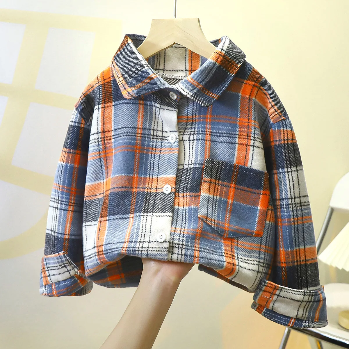 Baby Cotton Plaid Shirt Jacket Boys Girls Casual Shirt Outerwear Clothes Kids Autumn Long Sleeve Button Cardigan Jacket Coat