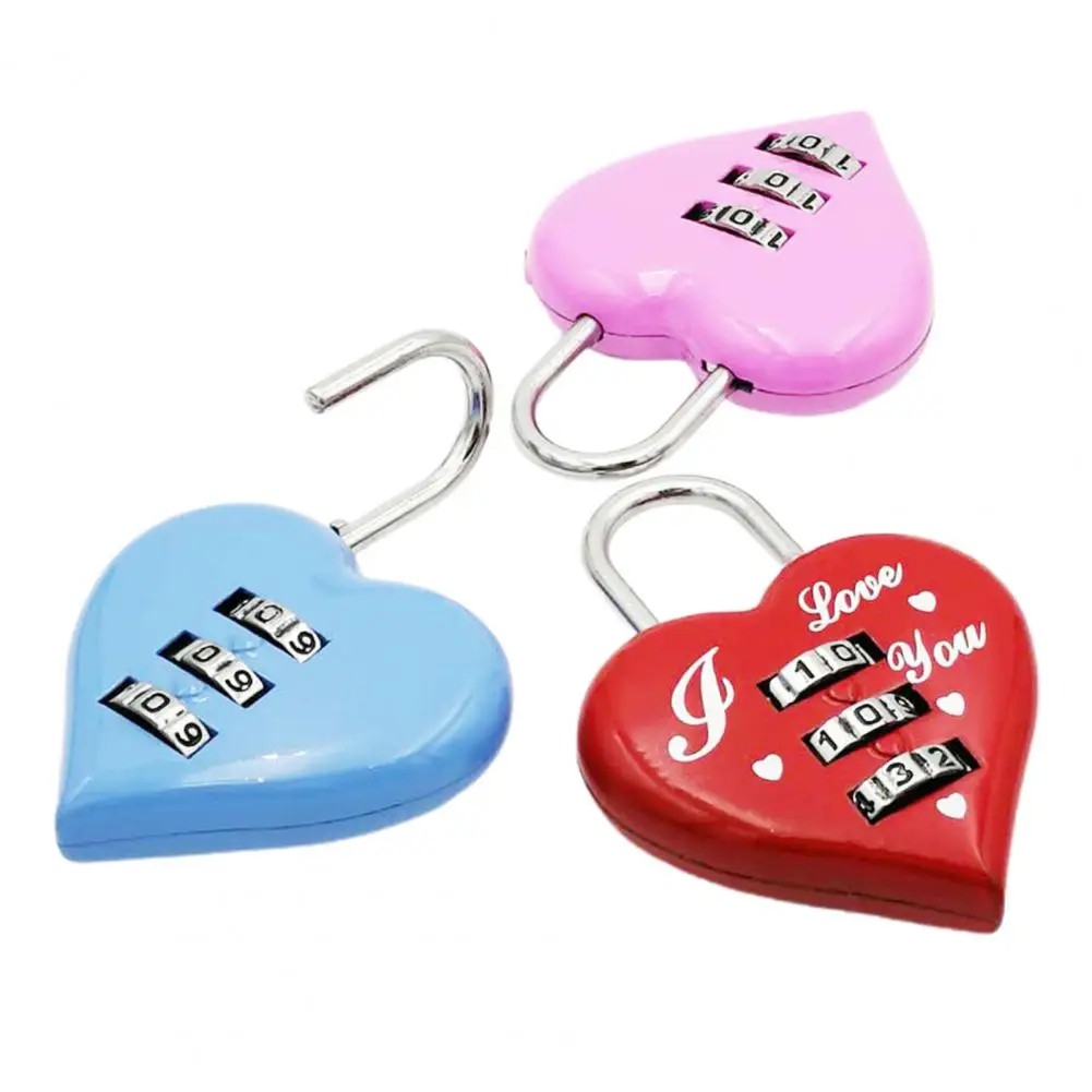 Heart Padlock Code 3 Numbers Password Combination Heart Shape Safety Love Zinc Alloy Luggage Box Lock Household Accessories 6