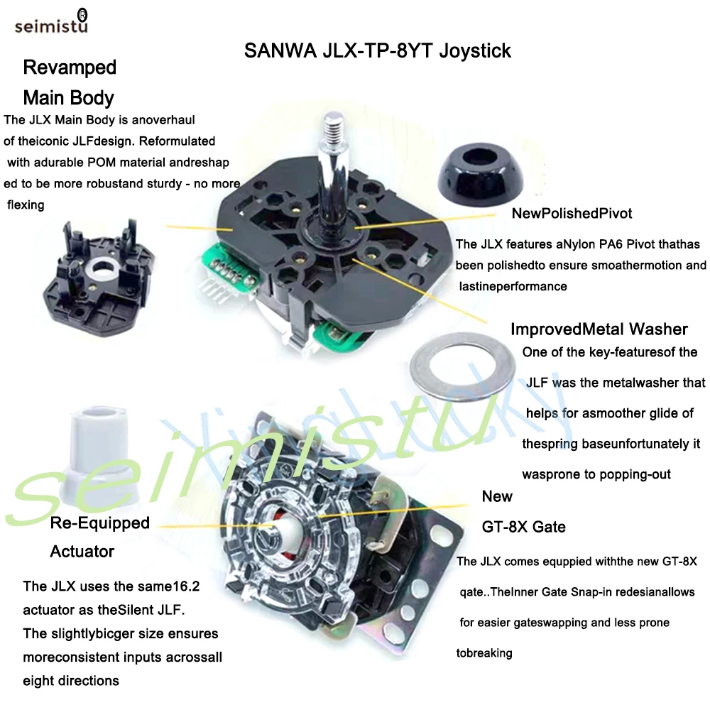 NEUER Original Japan SANWA Joystick JLX-TP-8YT 8-Wege-Begrenzer für Arcade-Spielautomaten, Verzögerungsfreie Kommandoteile, DIY Y Pi Spielkonsole – Detail 7