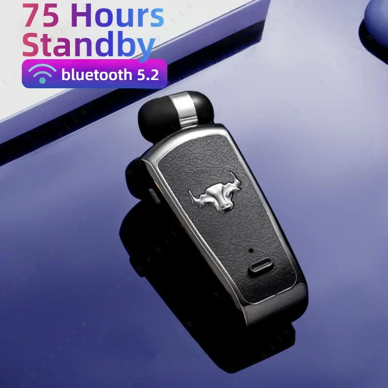Trouvaille Wireless Headphones In Lotus Bluetooth Earphones Handsfree Headset Vibrate Earbuds With Retractable Wire Collar Clip